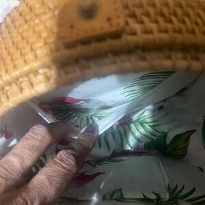 Woven Straw Bag with Tropical Lining